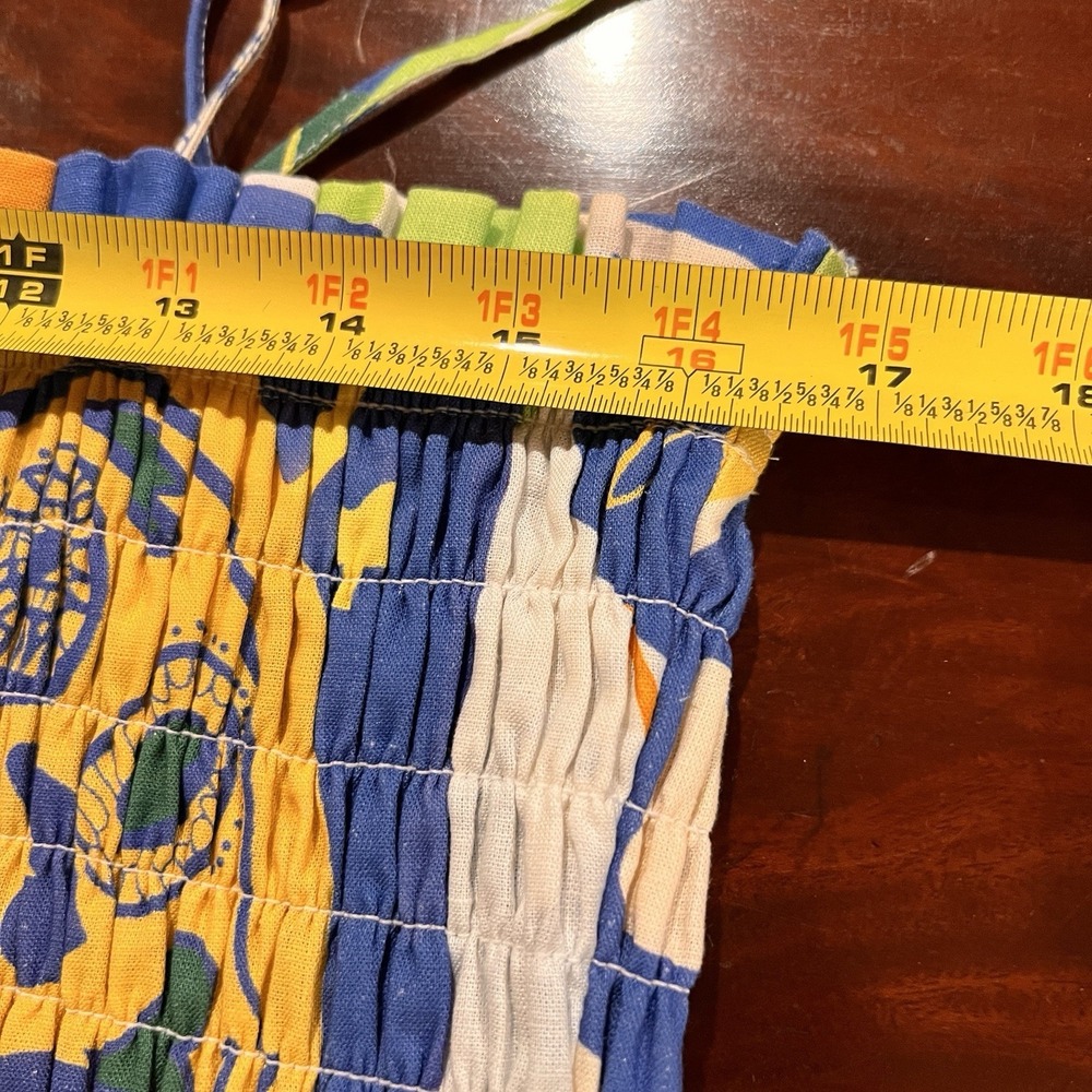 Chelsea & Violet XL Sleeveless Smocked Basque Mini Sun Dress Cosmic Linen Blend - Picture 10 of 13